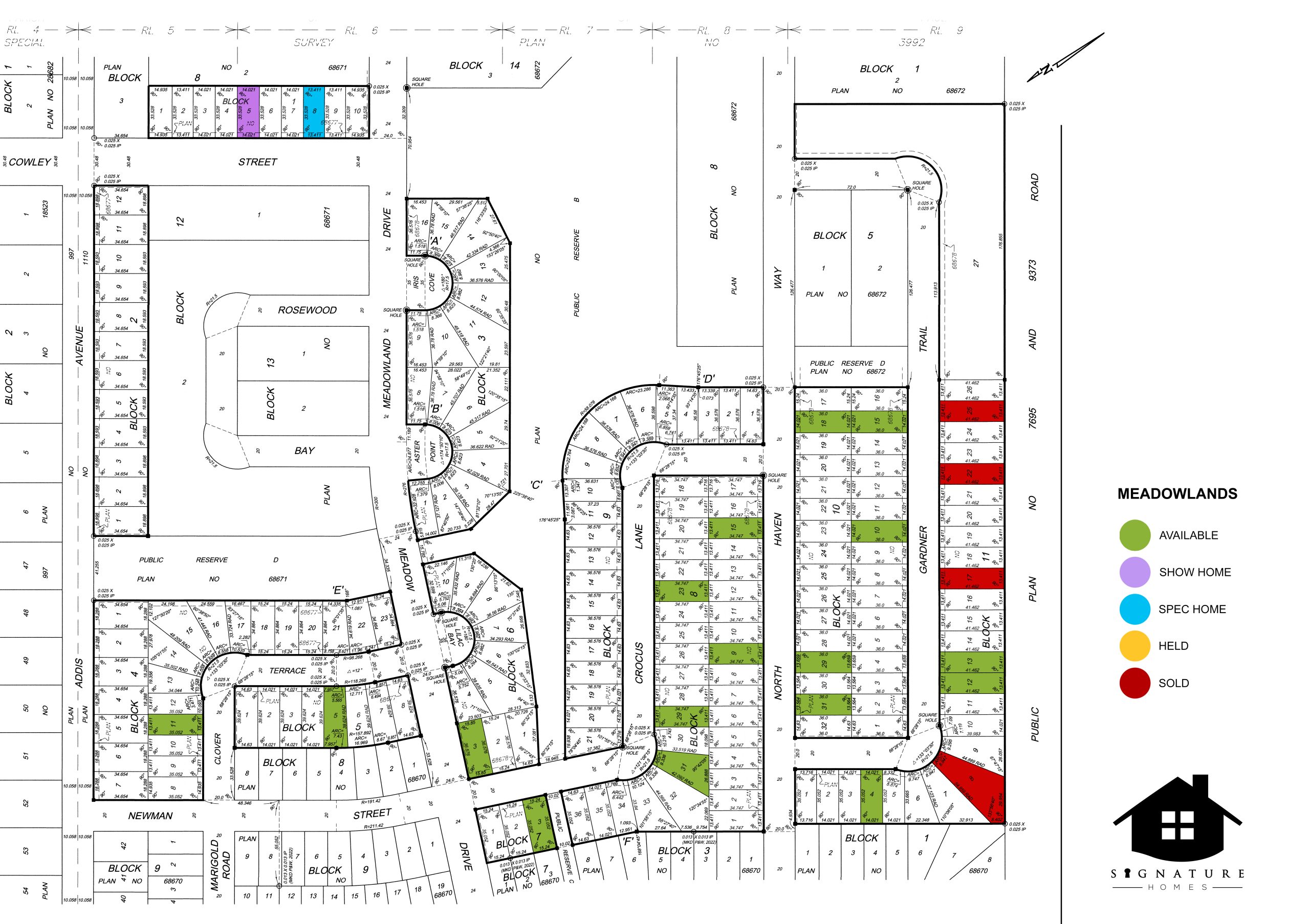 Map of Meadowlands Lot Selection